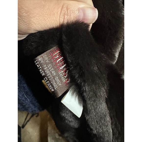 Vintage Guess Faux Shearling Aviator Jacket – Brown Textured Suede Finish - Picture 8 of 8